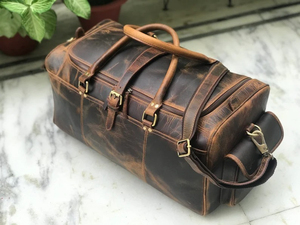 Sac de voyage unisexe en cuir véritable de haute qualité, grande capacité, durable, pour sports de plein air, avec logo personnalisé, imperméable, pour la gym - Product Image 5