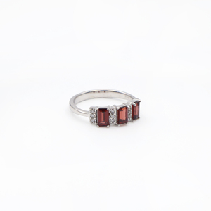 925 Sterling <b>Silver</b> Natural Red <b>Garnet</b> <b>Ring</b> Rhodium Plated OEM ODM Fine Jewelry - Product Image 2