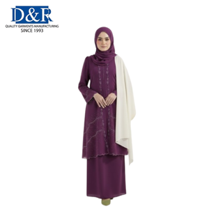 Robe musulmane en popeline de coton OEM malaisienne pour femmes, chemise Abaya, vêtements islamiques, Kaftan, vente en gros, mode décontractée, Hijab - Product Image 3