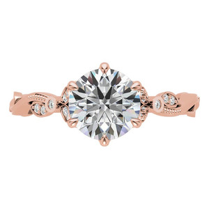 Anillo de compromiso de lujo de oro de 18k con diamante cultivado en laboratorio, diseño de hoja redonda con 6 puntas, para mujeres y niñas, ideal para fiestas. - Product Image 2