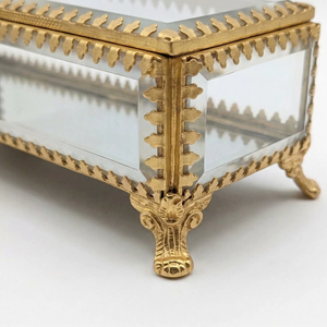 Vintage Elegance Brass and Glass Jewelry <b>Box</b> with Necklace Storage for Keeping <b>Treasures</b> Safe - Product Image 1