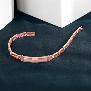 Geometric Angular Framework Diamond Link <b>Bangle</b> <b>Bracelet</b> - Product Image 4
