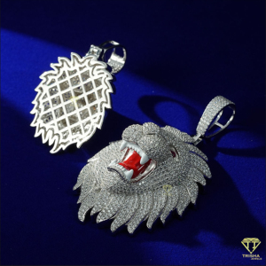 Iced Out Lion <b>Face</b> Pendant In 925 Sterling Silver With VVS Moissanite Diamond Stones Hip Hop Jewelry - Product Image 6