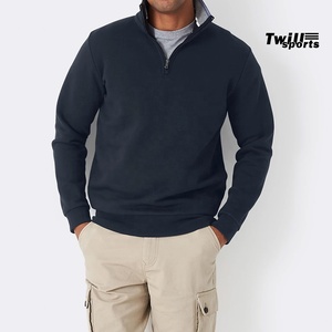 OEM Wholesale Men's Sweatshirt with Zip <b>Stand</b> Collar Latest Design Outer Winter Wear Plain Dyed From Pakistan - Product Image 2