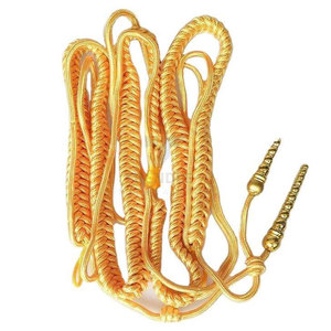 Cordones de Uniforme de Algodón y Nailon con Alambre Dorado, Hechos a Mano, con Puntas Metálicas, para Ceremonias - Product Image 1