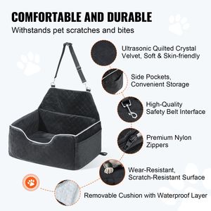 Siège rehausseur pour chien avec poche de rangement, laisse de sécurité et rembourrage en éponge – Transporteur pour animaux de compagnie pour les voyages en voiture - Product Image 3