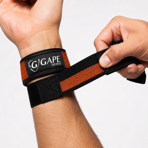 Sangles de levage GAPE SPORTS en nylon noir et orange avec fermeture Velcro réglables pour entraînement de force unisexe – Prix de gros, personnalisation OEM - Product Image 3