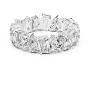 Bague d'éternité en moissanite multi-pierres, alliance de mariage plaquée or avec pierres rondes, ovales et en forme de poire - Product Image 3