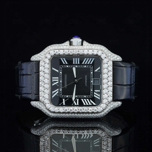 Reloj de Diamante Moissanite de Alta Calidad, Acabado Brillante, Correa de Acero Inoxidable Duradera, Estilo Moderno para Hombre y Mujer, Larga Duración - Product Image 2
