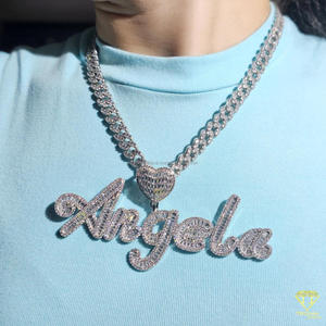 Collier personnalisé avec nom, diamant cultivé en laboratoire, pendentif hip-hop serti de diamants, bijoux de luxe, cadeau - Product Image 2