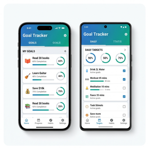 Application RoyalCraft Goal Tracker – Suivi des objectifs, suivi des progrès, objectifs quotidiens et planificateur d'accomplissements iOS/Android - Product Image 1
