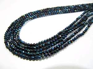 Perles de spinelle noire naturelle 3 mm, facettées en forme de rondelle, revêtement bleu titane, perles de pierres précieuses authentiques, brin de 13 pouces de long - Product Image 2