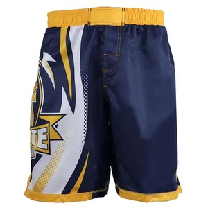 Shorts MMA pour homme, noir et jaune, impression par sublimation, évacuation de l'humidité, coupe classique, vêtements de sport - Product Image 4