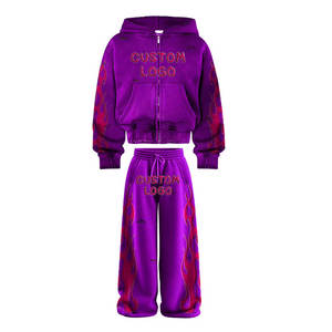 Ensemble de survêtement classique 2 pièces à capuche longue, coupe-vent et respirant, motif écossais vintage, écologique, pour le sport et le jogging - Product Image 1