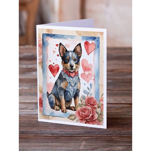Perro de ganado australiano Whimsical Valentine Roses Pack 8 A7 Tamaño 5x7 Tarjetas de felicitación en blanco con sobres Tarjetas de notas - Product Image 2