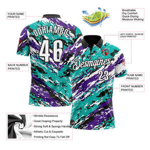 T-shirt de golf vintage personnalisé par sublimation pour homme, à fermeture éclair, séchage rapide, manches courtes, imprimé, avec logo avant, OEM - Product Image 2