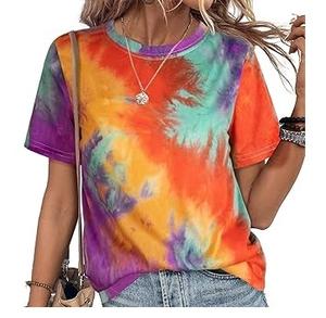 Camiseta de verano informal para mujer, con efecto tie-dye, para playa, natación, gimnasio, yoga, transpirable, holgada, para chicas. - Product Image 1