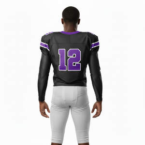 Uniforme de Fútbol Americano para Hombre, Negro y Morado, Cuello en V, Manga Larga, Absorbe la Humedad, Ajuste Atlético, para Todas las Temporadas, 100% Poliéster - Product Image 2