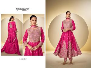 Traje Anarkali Rosa Bordado para Mujer, Salwar Kameez Largo hasta el Suelo, Ropa Étnica para Bodas y Fiestas - Product Image 4