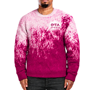Coral Red and White Gradient <b>Men</b> <b>Sweater</b> Crew <b>Neck</b> Long Sleeve Knitted Pullover Customized Casual Streetwear Winter Fashion - Product Image 1