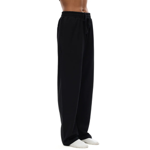 Pantalon de jogging en molleton épais OEM pour hommes et femmes, taille élastique, devant plissé, cordon de serrage, coupe droite, ample, décontracté, style streetwear - Product Image 2