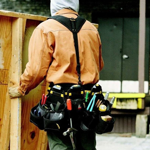 Multi-Function Tool <b>Backpack</b> With 15-19 Pockets Adjustable Straps Open Top Universal Tool Storage Capacity 200 Lb <b>Black</b> - Product Image 4