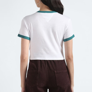 เสื้อครอปท็อปผู้หญิงแบบ OEM ออกแบบโลโก้ได้ตามต้องการ ขายส่งจากโรงงานโดยตรง เสื้อยืดครอปท็อปลำลอง สั่งผลิตขั้นต่ำน้อย - Product Image 5