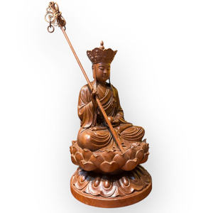 Estatua de Ksitigarbha Bodhisattva Tallada en Madera de Huong de un Solo Bloque, Diseño Feng Shui, Marca Tam Viet, Modelo A170, Origen Vietnam - Product Image 5