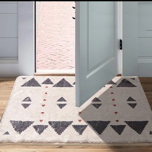 Tapis de bain géométrique moderne en chenille, rectangulaire, antidérapant avec support en caoutchouc, pour un confort ultime à la maison ou à l'hôtel - Product Image 5