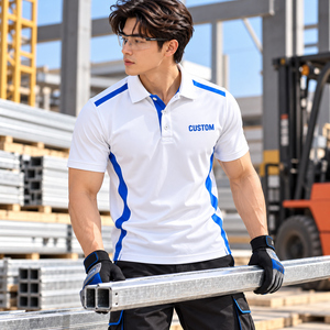 Polo de travail pour hommes en gros, personnalisable avec logo, manches courtes, uniforme de travail respirant, séchage rapide, anti-humidité, vêtements de travail professionnels - Product Image 2
