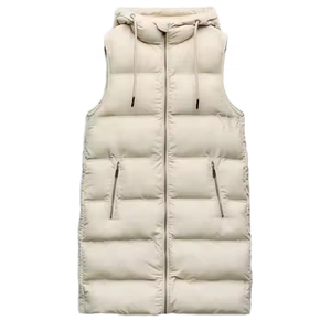 Chaqueta Deportiva Unisex de Invierno, Casual, con Cuello Alto, Cierre Frontal, Color Sólido, Relleno de Poliéster, Resistente al Viento, Sin Mangas, con Parches - Product Image 1