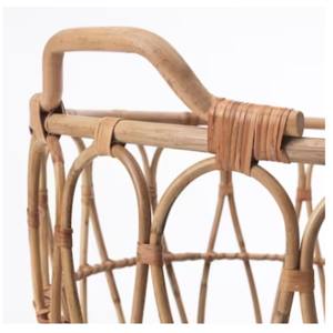 Handmade Natural Rattan Storage Basket | Boho Wicker <b>Laundry</b> <b>Hamper</b> with Handles Eco-Friendly Open-Weave Round Decorative Basket - Product Image 2