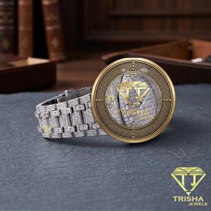Reloj Clásico Impresionante con Diamantes Moissanite de Corte Completo, Correa de Acero Inoxidable de 22mm, Fecha Árabe, 41mm, Nuevo Modelo - Product Image 4