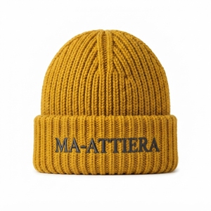Custom Mustard Yellow Rib Knit Cuffed Beanie <b>Hat</b> <b>Winter</b> Warm Skull Cap With Custom Logo - Product Image 3
