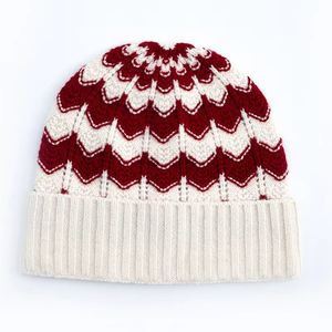 Bonnet tricoté jacquard tendance et élégant avec logo personnalisé, chaud pour l'hiver, à revers, plusieurs couleurs - Product Image 6