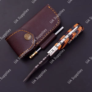 Couteau pliant à pointe tombante en acier Damas forgé à la main, 256 couches, ouverture coulissante, épaisseur 2,5 mm, longueur totale 7,5 pouces, manche en bois d'olivier - Product Image 4