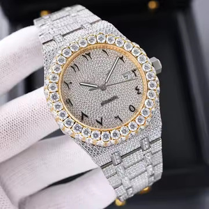 Golden Glow Luxury iced out Moissanite Quartz Watch for Men with Elegant Look and Modern Style Clean Dial and Premium Finish - Product Image 3