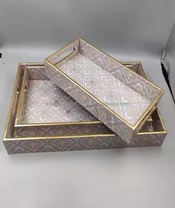 ARTISAN CRAFT Dernier modèle Plateau de service en bois imprimé MDF écologique Plateau de cuisine de forme carrée pour la maison - Product Image 3