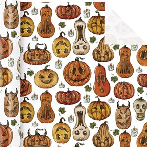 Carta da Regalo Mini Rotolo con Stampa Zucca Spettrale per Halloween e Compleanni, 43 cm x 5 m - Product Image 2