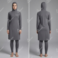 Conjunto de Burkini y Leggings con Capucha de Manga Larga Transpirable para Mujer, Traje de Baño Modesto para Uso Familiar en Playa o Resort, UPF50+, Ecológico
