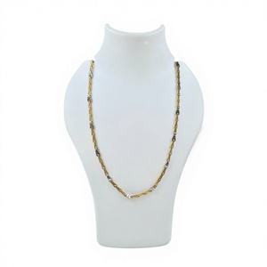Cadena de Oro Sólido de Lujo de 22k, Dos Tonos, 32 Gramos, Oro Amarillo y Blanco Real de 22kt, Collar con Eslabones Elegantes para Hombre - Product Image 1