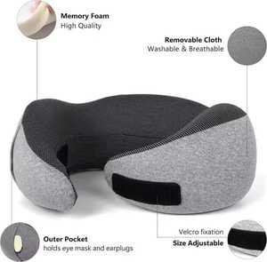 Portable U-Shaped <b>Travel</b> <b>Pillow</b> with <b>Memory</b> <b>Foam</b> Car/Home/Office Neck Support Washable for Airplane <b>Travel</b> Features Massage - Product Image 4