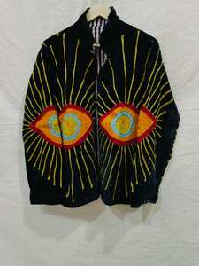 Vintage Style Eye Suzani Embroidered Knitted <b>Velvet</b> <b>Jacket</b> Handmade Boho Chic Ethnic <b>Women</b> Designer Winter Autumn Wear - Product Image 1