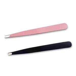 Pinzas para Pestañas de Acero Inoxidable con Punta Suave, Herramientas de Maquillaje de Precisión, Mango Degradado Rosa y Negro - Product Image 2