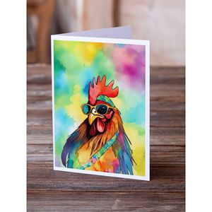 Whimsical A7 Tamaño 5x7 Nuevo Hippie Animal Gallo Nota en blanco Tarjetas de felicitación Paquete de 8 con sobres - Product Image 2