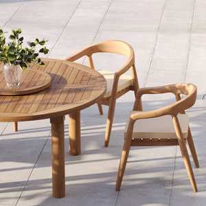 Modern <b>Outdoor</b> Teak Dining <b>Chair</b> <b>Stackable</b> Patio Garden Armchair Wooden <b>Outdoor</b> Furniture - Product Image 1