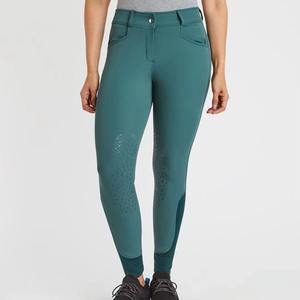 Culotte d'équitation taille haute pour femme, bleu sarcelle, tricotée, extensible dans les quatre sens, longueur mollet, avec poches et fermeture boutonnée 2026 - Product Image 3