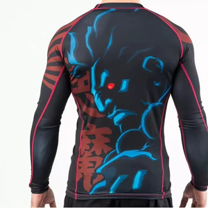 <b>Men</b> Anime Style BJJ Rash Guard <b>Compression</b> <b>Shirt</b> Long Sleeve MMA Grappling Top Polyester Spandex OEM Custom - Product Image 3