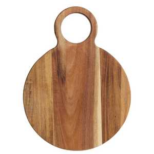 MN EXPORTS Planche à découper ronde rustique en bois d'acacia avec poignée durable, épaisseur 1,2 cm, compatible lave-vaisselle, option logo personnalisé, pour viande et fromage - Product Image 2