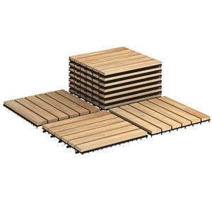 Pannello per Pavimentazione Esterna Ignifugo in Legno di Acacia 12x12 Pollici con Bordi Scanalati Fai-da-te WPC - Product Image 2